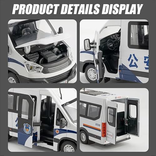 Image of Vaico 1:24 Police Van Car Diecast Model | Metal Pull Back Toy Car for Kids with Openable Doors, Lights & Music | Police Vehicle Toy for Boys Girls Collectors (Black)