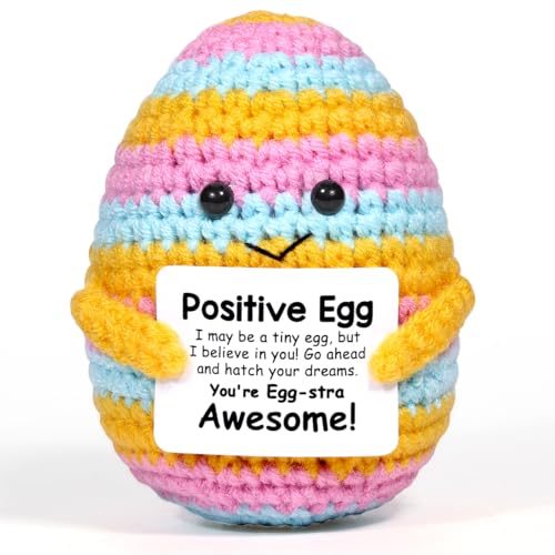 Product Image of the AICase Crochet Positive Egg Easter Gifts Easter Basket Stuffers Essentials Fillers Decorations Home Decor Emotional Support Nuggets Stuff Funny Cute Ideas for Girls Women Friends Birthday Pascua
