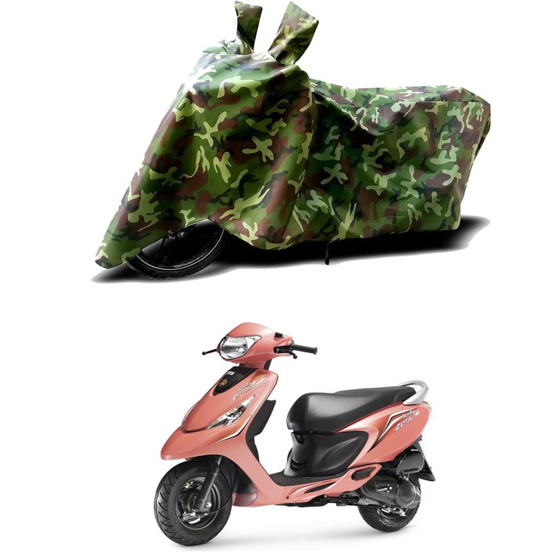Image of 100% Water Resistant Full Bike Scooty Two Wheeler Body Cover Compatible for TVS Scooty Zest /UV-Rays /Heat Protection /Birds Dropping /Scratchproof /Dust Proof /Waterproof /All Varients[Green MJ]