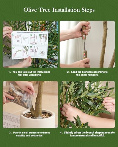 Olive Tree 6FT Fake Tree Faux Plants Indoor with Pot Artificial Tree Nearly Natural Olive Branches and Fruits for Living Room Home Office Decorations - Image 6
