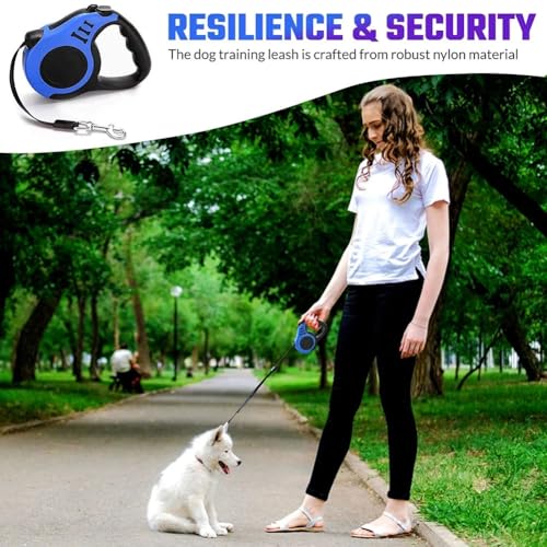 Ausziehbare Hundeleine,Ausziehbare Leine für Hunde,Rollleine Hundeleine 5m,Hundeleine Ausziehbar mit Anti-Rutsch Griff,Ausziehleine Hund,Für kleine und mittlere Hunde unter 15kg,Blau