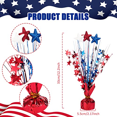Image of Qunclay 9 Pcs 4th of July Decorations Metallic Patriotic Decorations Blue Red White Star Centerpieces for Tables Independence Day Celebration Supplies Decor for Memorial Day