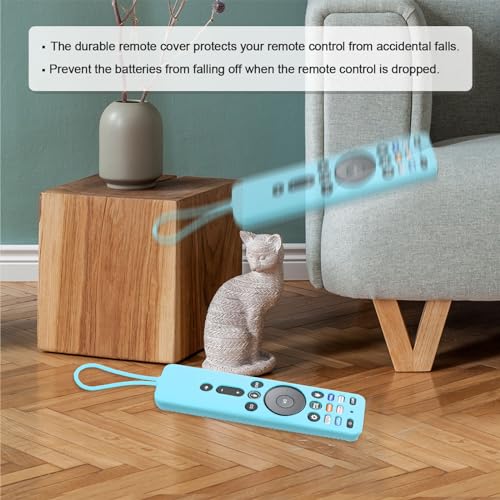 Luminous-Blue-Silicone-XRT260-Remote-Cover-Shockproof-Silicone-Protective-Case-Compatible-with-VIZIO-XRT260-Smart-TV-Controller-with-LanyardUpgraded-Glow-in-Dark-Blue