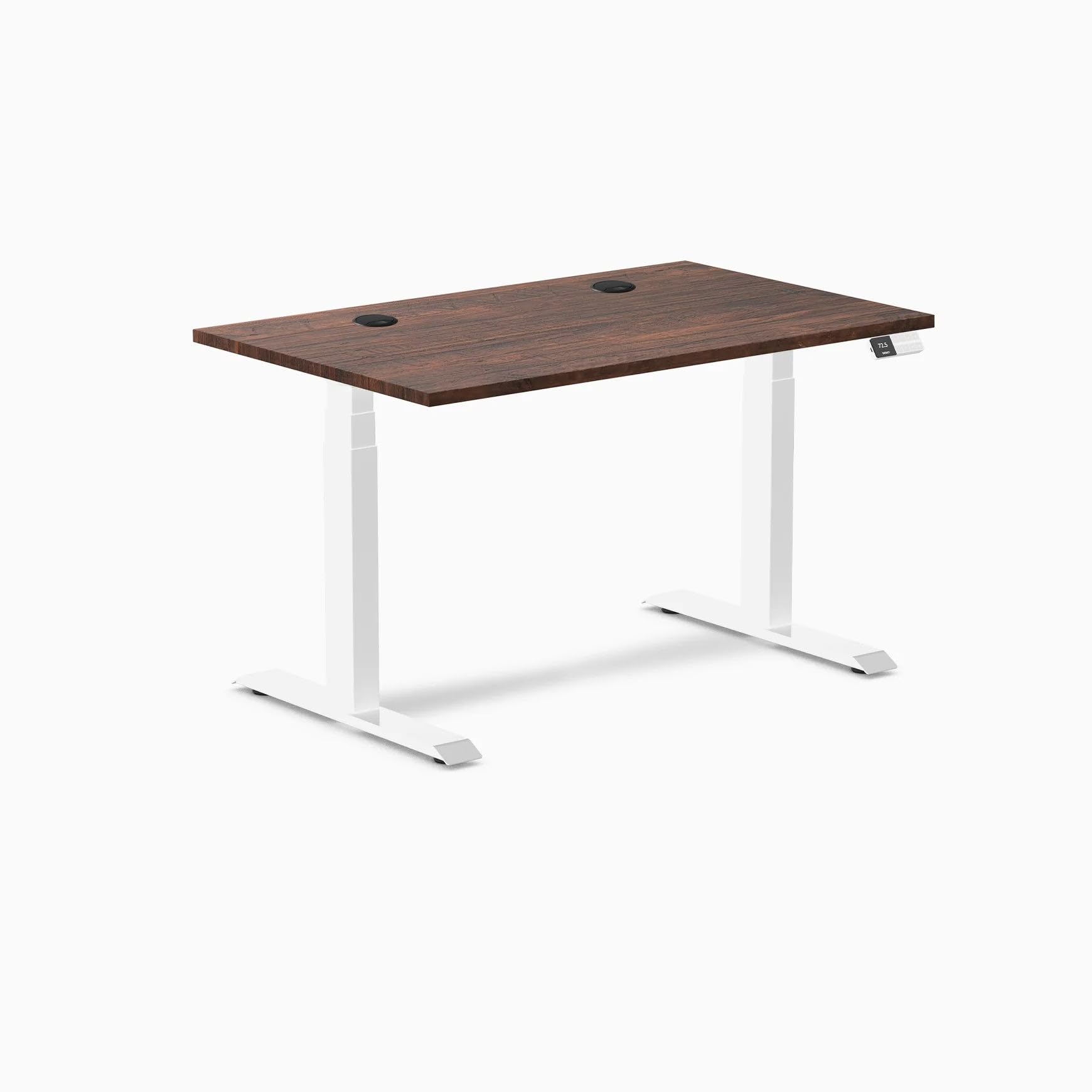 Desky Dual Softwood Sit Stand Desk American Rustic Pine 48" White
