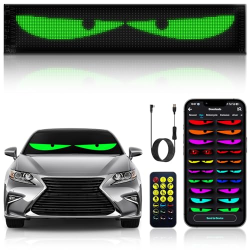 KZO Led Augen für LKW 60x12cm Devil Eyes Licht for Auto mit App/Fernbedienung DIY Text/Bild Wasserdicht Flexibler LED-Bildschirm für Party/Geschäft/Dekoration 1 PCS