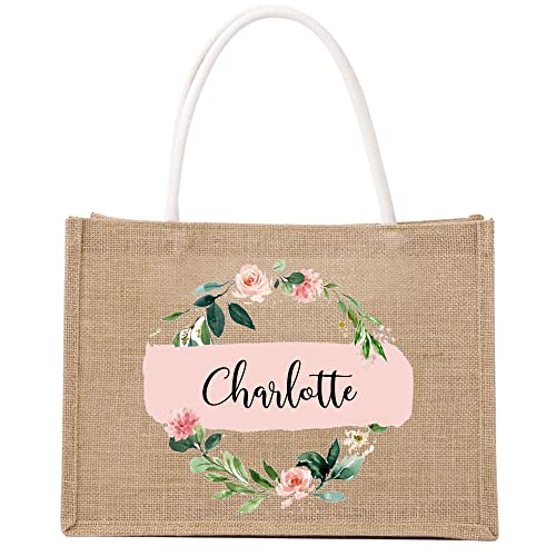 Sacs fourre-tout personnalisés en toile de jute, sacs en jute réutilisables, sac cadeau personnalisé pour femme, enseignante, mariée, Toile de jute., Large Cover