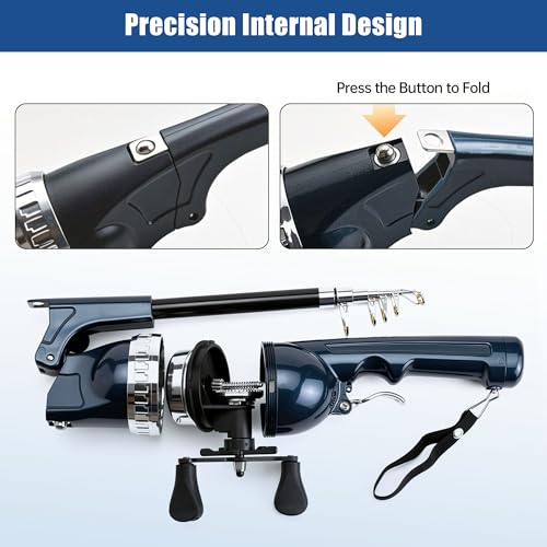 Foldable Fishing Rod Kit with Reel, Carbon Fiber Telescopic Compact Pocket Fisherman for Camping, Travel, Kids & Beginners, Easy Carry Outdoor Fishing Gift by VENTOGEN - Used condition - Image 5