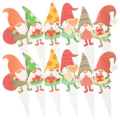 PRETYZOOM 12 peças de topos de cupcake de Natal gnomo bolos toppers palhetas de natal comida de nata
