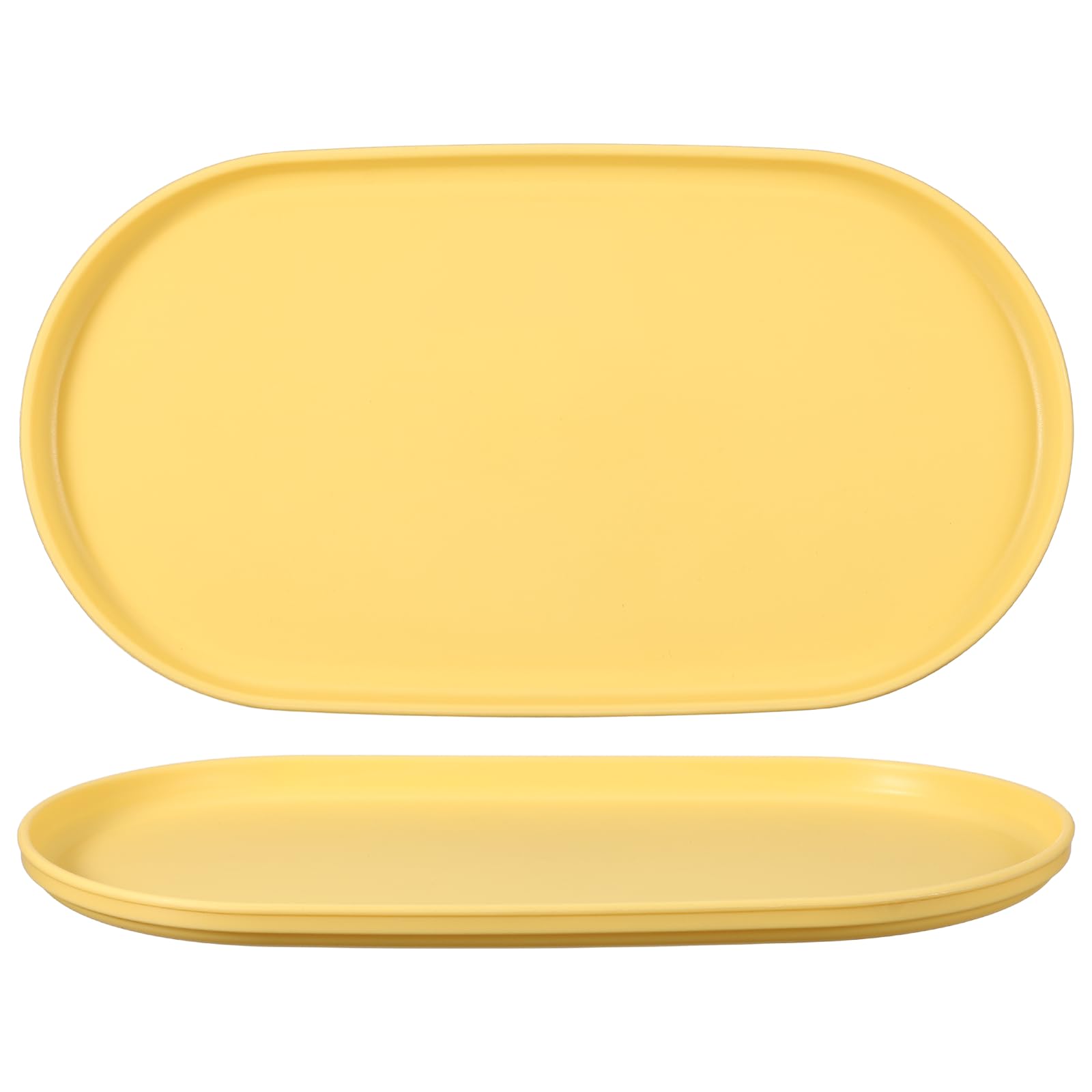sourcing map 2Pcs Fast Food Serving Trays, 37.6x20.5cm Oval Reusable Restaurant Serving Trays for Kitchen Restaurant Coffee Fruit Burger Lunch Dessert, Yellow