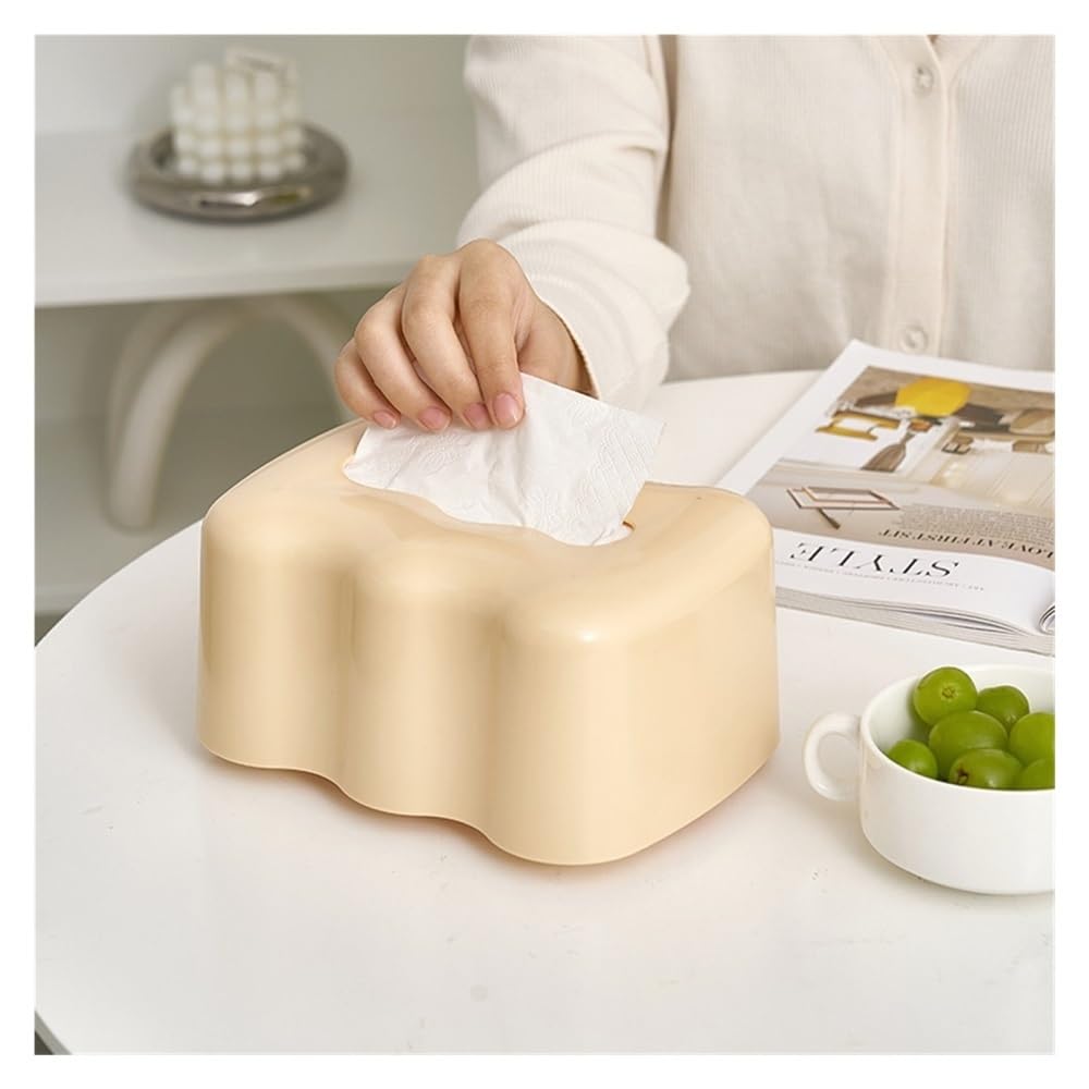 Taschentuchhalter Tisch-Taschentuchspender mit Druckknopf, Wohnzimmer-Dekoration, Serviettenhalter, Papierbox(White)