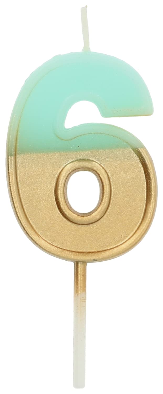Folat 18866 Candle Retro Number 6 Light Blue