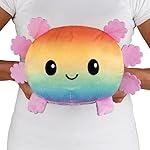 TeeTurtle - Original Reversible Big Axolotl Plushie - Gray + Rainbow - Huggable and Soft Sensory Fidget Toy Stuffed Animals That Show Your Mood - Gift for Kids and Adults!