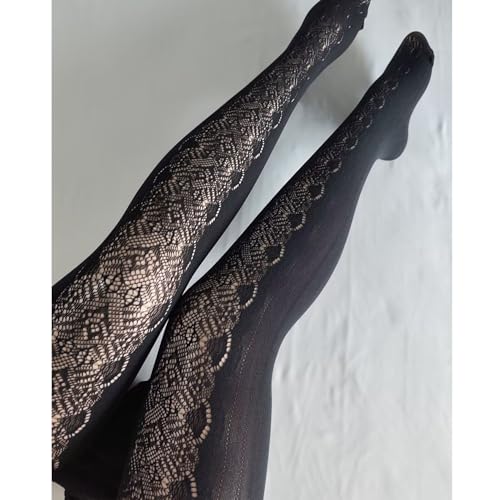 Image of Black Sheer Tights Y2K High Waist Pantyhose with Bows Patterned Stockings for Women