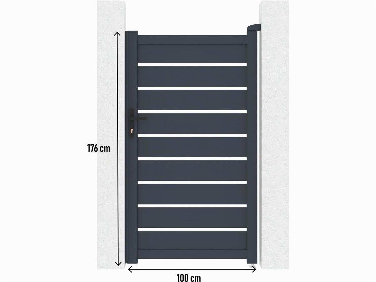 Puerta peatonal incorporada de aluminio Bastien - 100 x 176 cm - Antracita