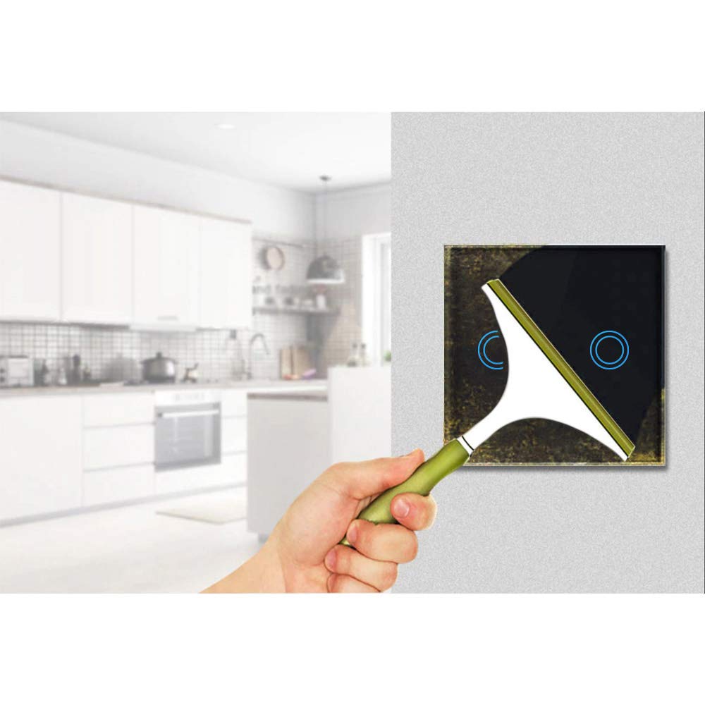Maclean MCE704B dotykowy włącznik światła, szklany przełącznik ze zmianą kolorów LED, przełącznik do zabudowy, 85 x 85 mm (2-krotny, okrągły, czarny)