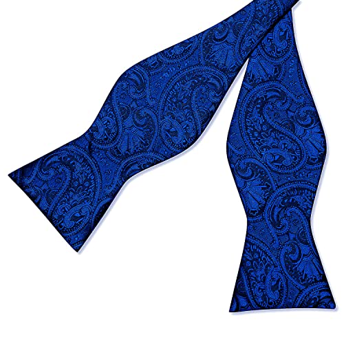 Image of DiBanGu Silk Woven Bowtie Mens Self Bow Tie Set with Lapel Pin