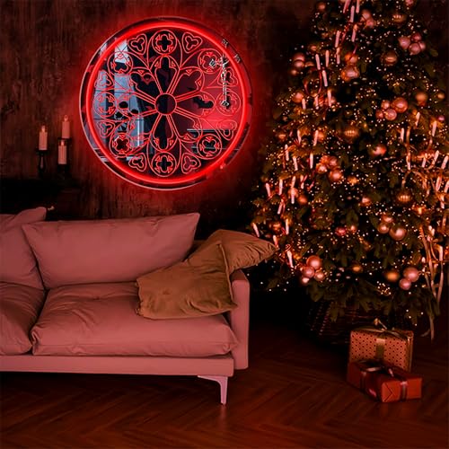 Image of Gothic Rose Window Mirror Neon Sign for Wall Decor, LED Spooky Cathedral Mirror Art, Gothic Home Accent for Bedroom Living Room, Unique Gift for Gothic Aesthetic Lovers 13.5〞x 13.5〞
