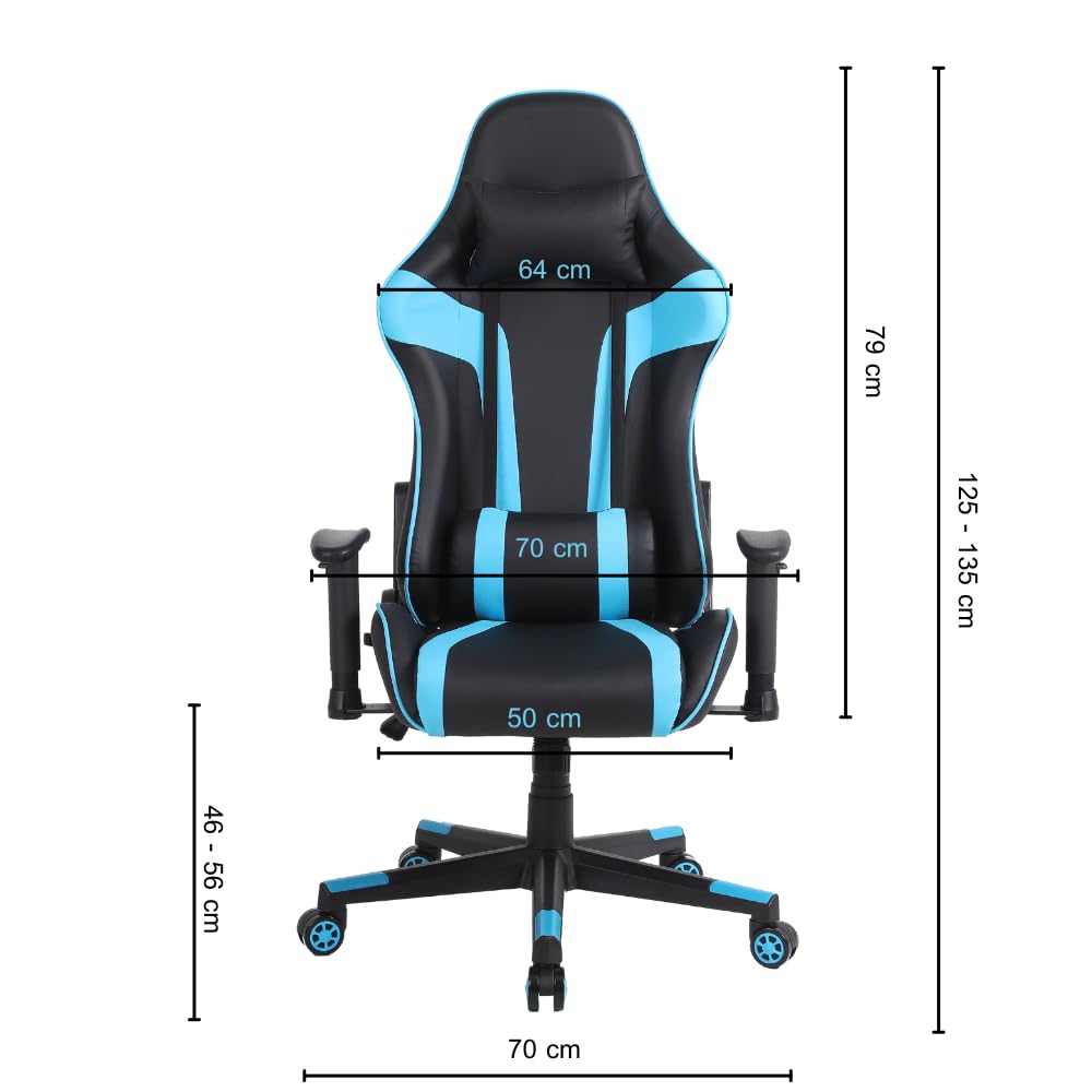 Sedia da Gaming Massimo Comfort e Stile RAPTOR Schienale Reclinabile Altezza Regolabile con Braccioli Poggiatesta Supporto Lombare Poltrona Playstation (Nero/Blu)