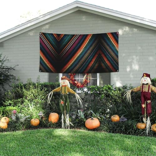 MINDBBDFJ Colored Stripes Vertical Print Banners And Signs For Outdoor/Indoor,Personalized Banner Customizable Parties Halloween Banner (180x90cm)3