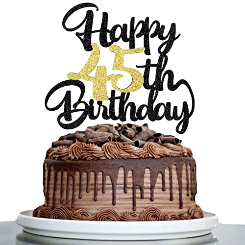 Image of Klionjor 45th Happy birthday cake topper party decoration gift plugin | Cheers to 45 Years,45 & Fabulous /Hello 45th Legend since Awesome since1981 Straight Outta Party Decoration Gift Plugin