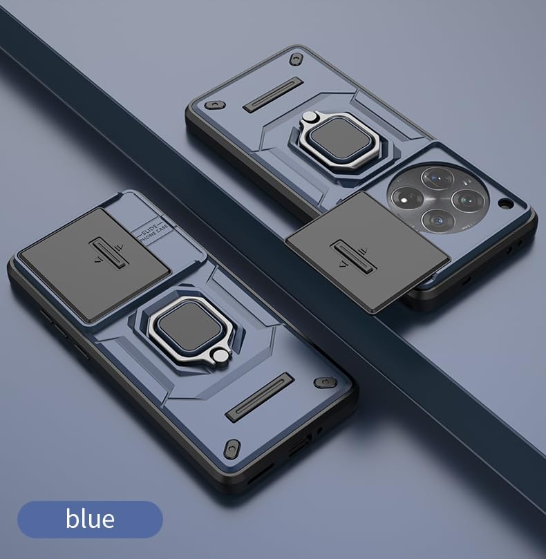 Image of CamShield Pro Case with Slide Camera Protection and 360 Protection Ring Stand Bumper Back Case Cover for OnePlus 12 5G (Blue)