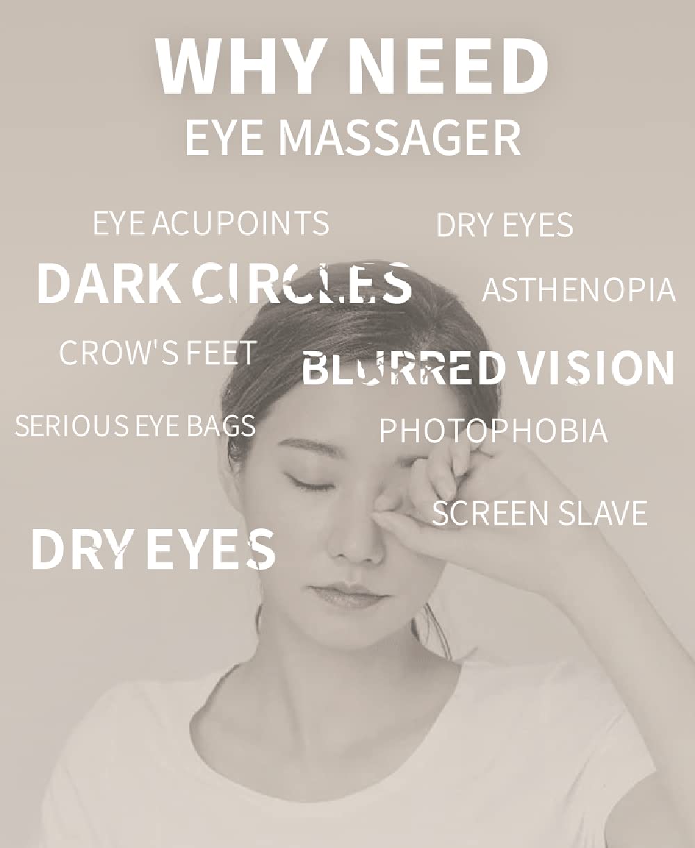 Masajeador eléctrico de ojos con calor, máscara de masaje de ojos recargable con música Bluetooth, masajeador de calor para relajar y reducir la tensión ocular, ojeras, bolsas de ojos secos, mejorar