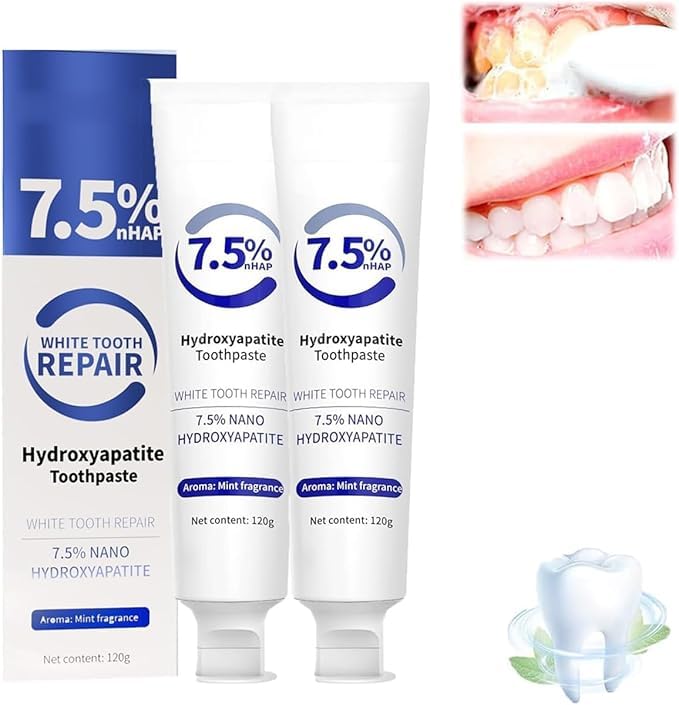 Hydroxyapatite Toothpaste 2-Pack for Enamel Protection,Fluoride-Free Formula with Gentle Mint,Enamel Protection and Tooth Strengthening,for Sensitive Teeth,Fresh Breath