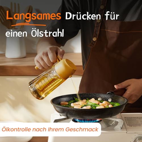 TrendPlain 16oz Ölsprüher für Speiseöl – 470ml Olivenöl Flasche – 2-in-1 Ölspender und Ölsprüher – Küchen Gadgets für Kochen… – Ansicht 3