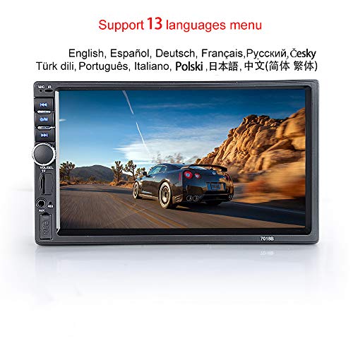 NJSTAR 2 DIN Radio para Coche, Pantalla Táctil De 7 Pulgadas, Doble DIN Estéreo para Automóvil, Soporte Micrófono BT/FM/USB/TF Entrada Auxiliar Pantalla Táctil Playerstand