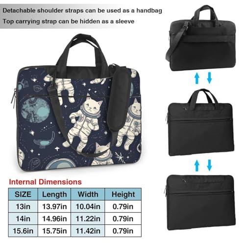Maletín para portátil de 14 pulgadas con diseño de gato astronauta miniatura 4