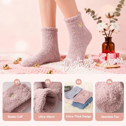 Image of Zando Women's Soft Fuzzy Socks - Thick, Warm, Fluffy, Comfy Home Sleeping Socks