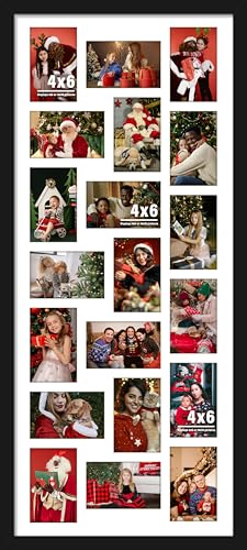 Image of DUENPY 16x38 Collage Picture Frame 4x6 Collage Frame Displays twenty 4x6 inch Photos Available Horizontal Wall Mounting Display and Vertical Black