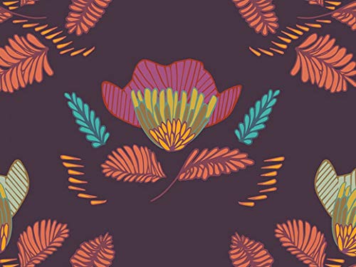 Autumn Vibes Rayon Challis Fabric Pressed Ablossom Royal - per Meter