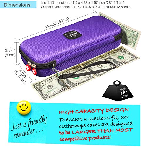 Image of PROHAPI Hard Stethoscope Case, Large Stethoscope Carrying Case with ID Slot, Compatible with 3M Littmann /ADC /Omron /MDF Stethoscope Includes Mesh Pocket for Nurse Accessories (Purple)