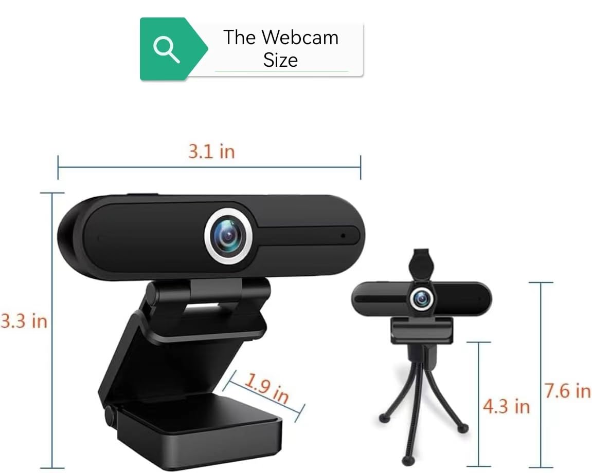 Webcam HD 1080p ,Live Streaming HD Camera with Stereo Microphone, PC Desktop or Laptop USB Webcam with 110 Degree View Angle, for Switch 2,Video Calling, Recording, Conferencing, Streaming, Gaming: Black 4K Webcam