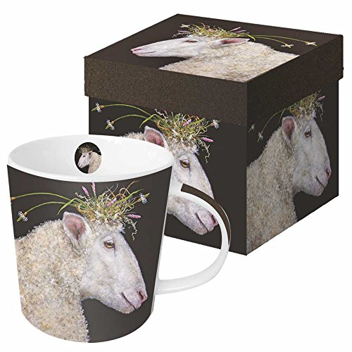 Paperproducts Design Decorative Bone China Mug Gift Box Set - Tabletop Kitchen Décor for Beverages, Hot, Cold Drinks, Tea – Artistic Designs, Decorated Mugs – 13.5 Ounces, Vicki Sawyer Bianca Design