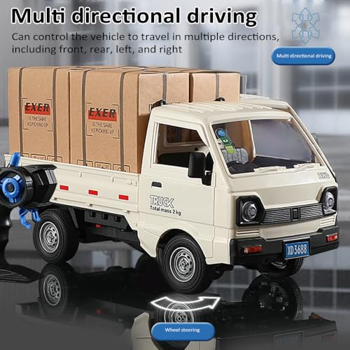 Image of GoolRC Remote Control Car Kei Truck, 1:16 Scale RC Transport Pickup Truck with Spray and Light, 2.4GHz All Terrain RC Cars for Teens and Adults Christmas or Birthday Gift (Blue)