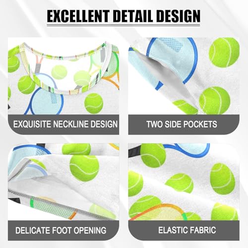 Tennis Ball White Pajama Set Short Sleeve Summer Pajamas Shorts Sets PJ Clothes Set Soft 5Y4