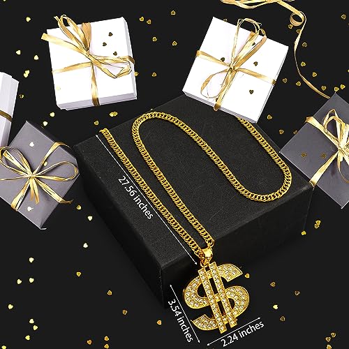 Yinkin Gold Chain Dollar Necklace with Dollar Sign Pendant Necklace for Men Hip Hop Rapper3