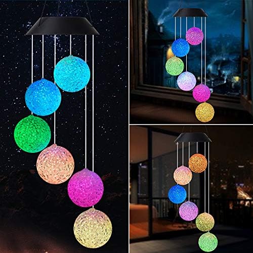 Yard Decor Lights,Crystal Ball Solar Wind Chimes Outdoor,2023 for All Father/mom/Women/Grandma/Daughter/Aunt/Friend/Wife and Sister.,Gardening Gift, dad Birthday Gift, Garden Decor