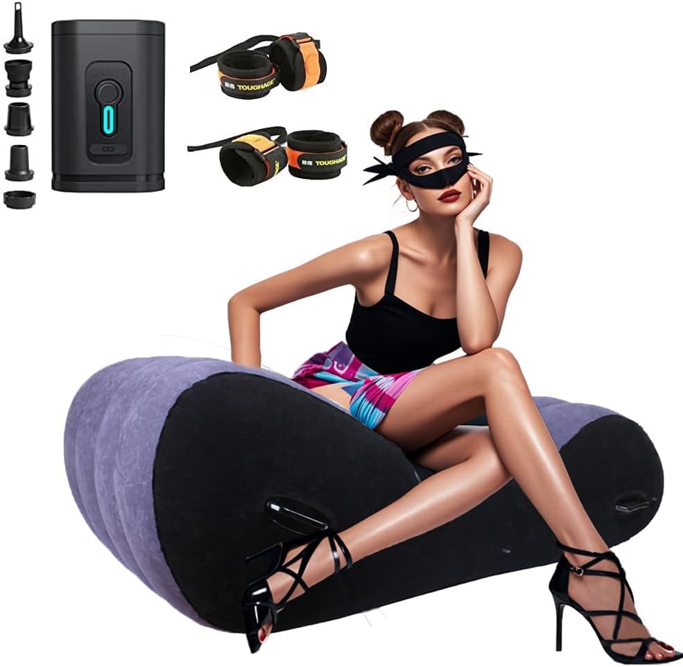 S-Shaped Inflatable Chair with Mini USB Air Pump Multifunctional Sofa for Indoor Living Room Bedroom