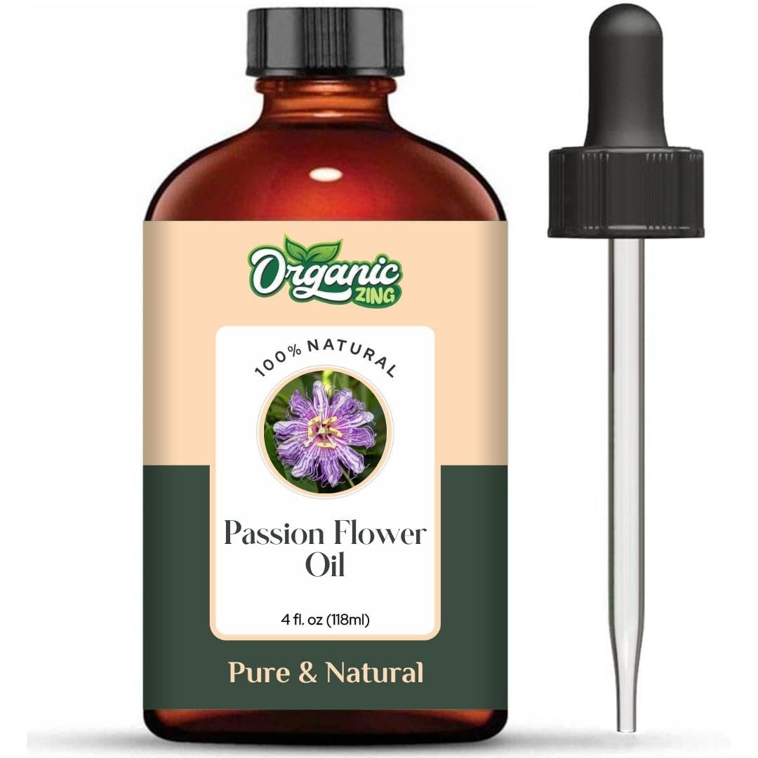 Organic Zing Passion Flower (Passiflora) Oil | Pure & Natural Essential Oil for Aroma, Diffusers, Skincare & Massage - 118ml/3.99fl oz