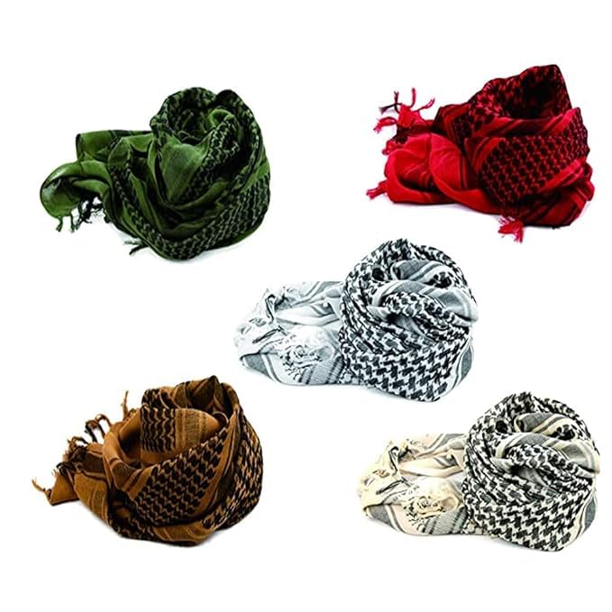 Fashions Men's Pure Cotton Multicolor Arab Shemagh Neck Wrap Arafat Keffiyah Desert Army Wear Head Scarf Stole (PACK OF 5)-image-49