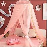 QXWREL Bed Canopy Girls Mosquito Net Canopy Dreamy Princess Tent Hanging Dome Chiffon Yarn Canopy Net Room Decor for Kids Teenager(A-Pink)