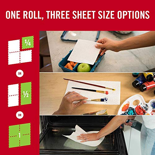 Brawny Tear-A-Square Paper Towels, 12 = 24 Regular Rolls, 3 Sheet Size Options, Quarter Size Sheets, 12 Count, 12 Count (Pack of 1)