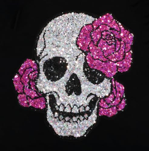 Image of PESION Womens Short Sleeve T-Shirt Sequined Tops O-Neck Funny Graphic Tees Blouse