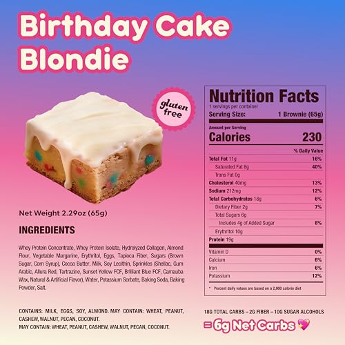 Image of Prime Bites High Protein Brownie Snack, Low Carb, Birthday Cake 12ct