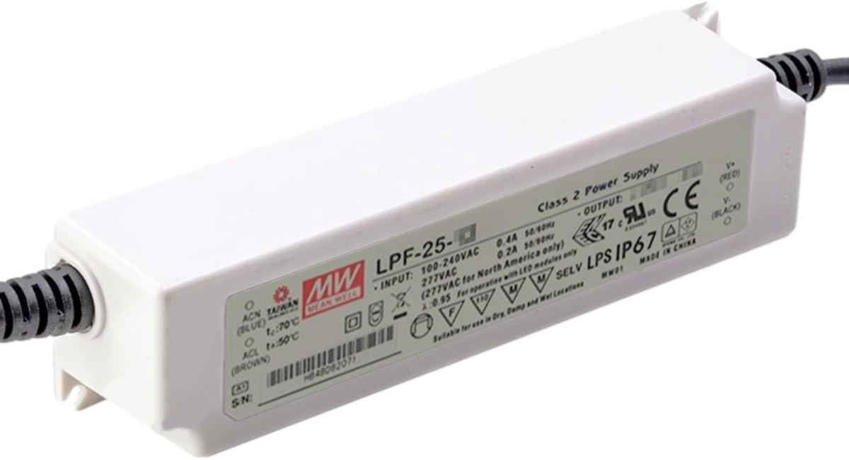 Mean Well LPF 25W 1.67A LED Driver LPF-25-15 AC-DC Constant Current Voltage Switching Power Supply Converter Transformer with IP30 PFC Plastic Case