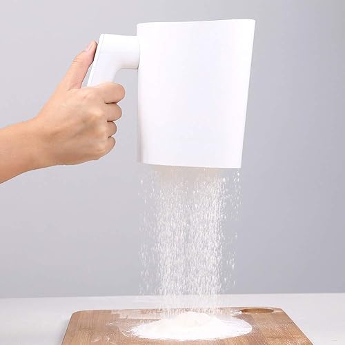 Miniatura 8 de SHANSHAN Tamiz de harina Tamiz eléctrico Cocinar Acero inoxidable Malla Shaker Tortas de cocina Azúcar Mano Taza Forma de Taza Herramienta para