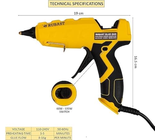 Full Size Heavy Duty Industrial Hot Glue Gun, 60/100w Dual Power & Dual Nozzle, Free 20 Glue Sticks Pack (15×11cm)- High Heating Temp Glue Gun Suitable for DIY Arts,Crafts,Home Repairs-USA Plug - Image 2